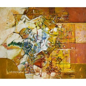 Chitra Pritam, Creative Eruption, 20 x 24 Inch, Oil on Canvas, Abstract Painting, AC-CP-295